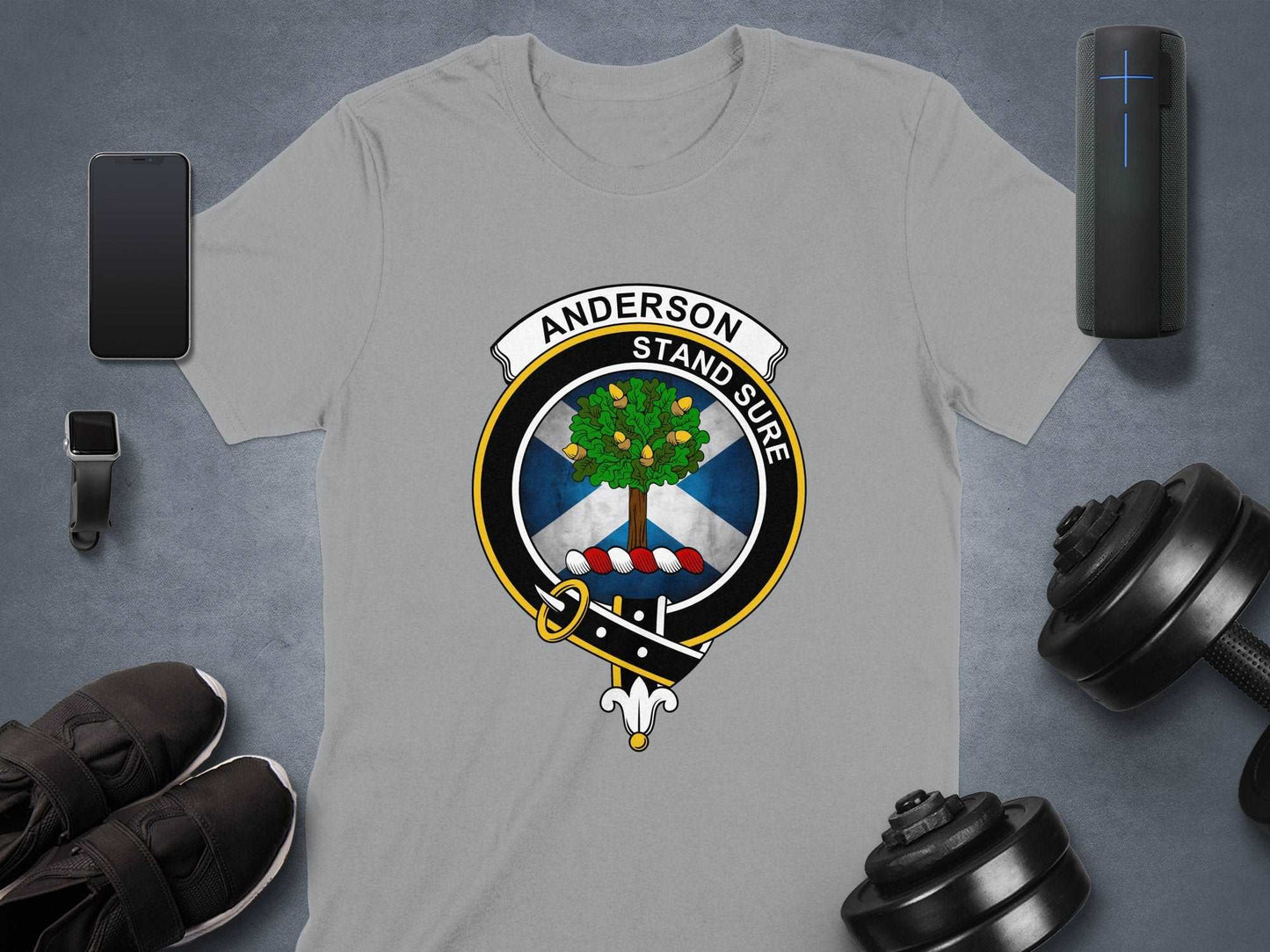 Physical Item Sport Grey / S Anderson Clan Crest St Andrews Flag Background T-Shirt