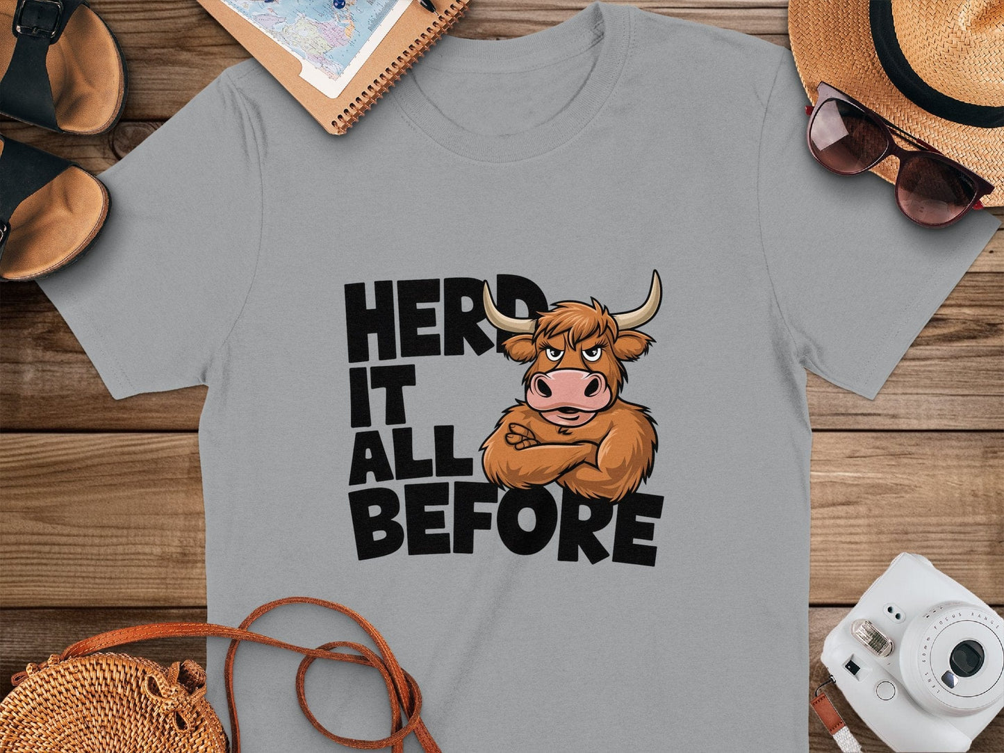 Physical Item Sport Grey / S Highland Cow Herd It All Before T-Shirts