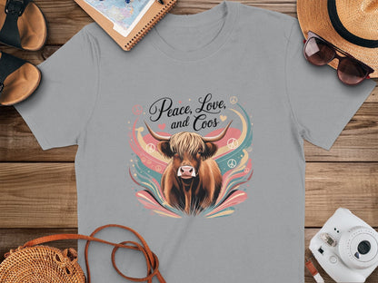 Physical Item Sport Grey / S Peace Love and Coos Highland Cow T-Shirts