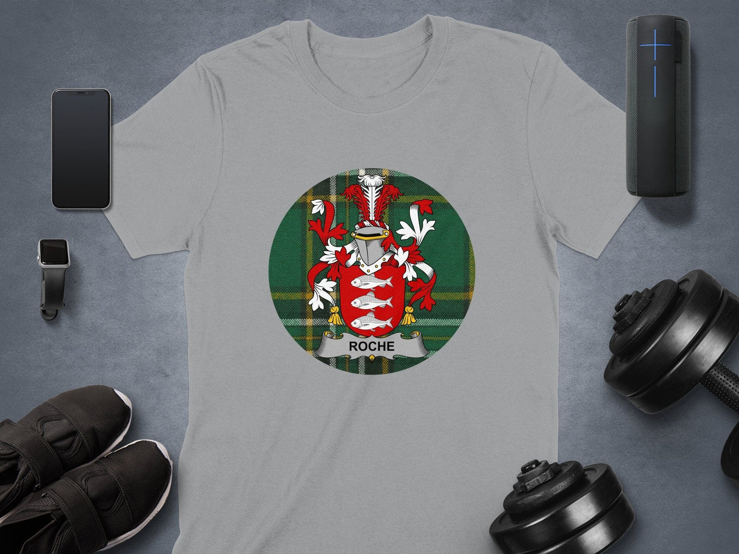 Physical Item Sport Grey / S Roche Coat of Arms Irish National Tartan T-Shirt