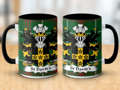 Physical Item St David's Coat of Arms on Welsh Tartan Background Mug