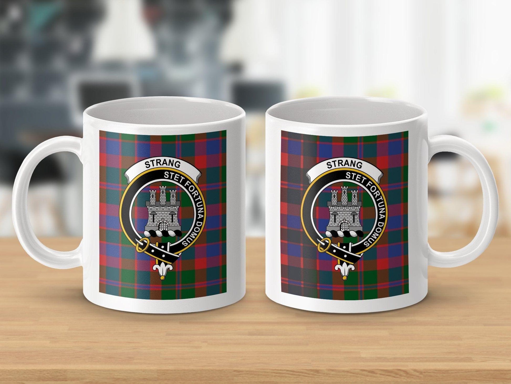 Physical Item Strang Clan Scottish Tartan Crest Mug