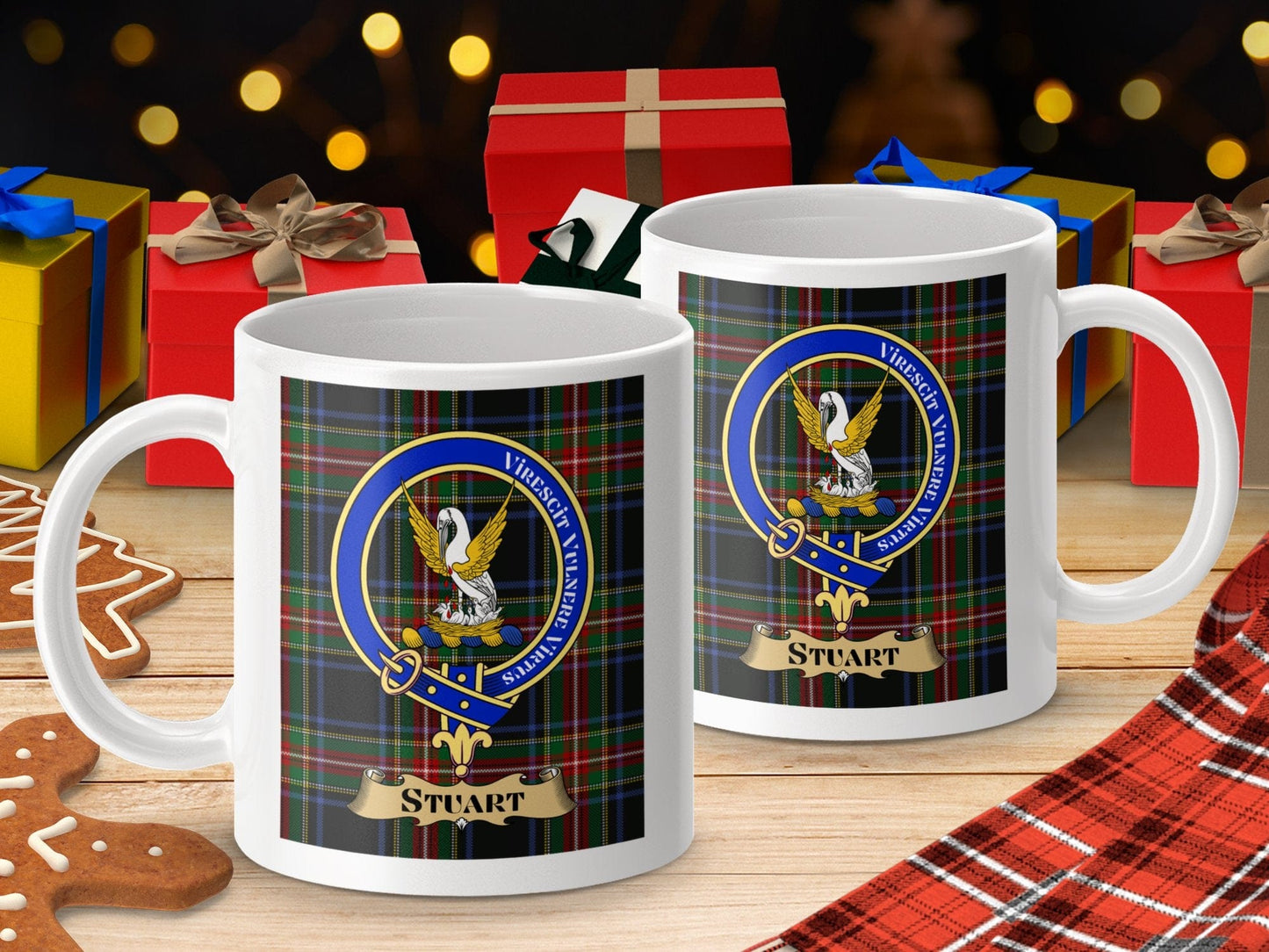 Physical Item Stuart Clan Scottish Tartan Crest Mugs