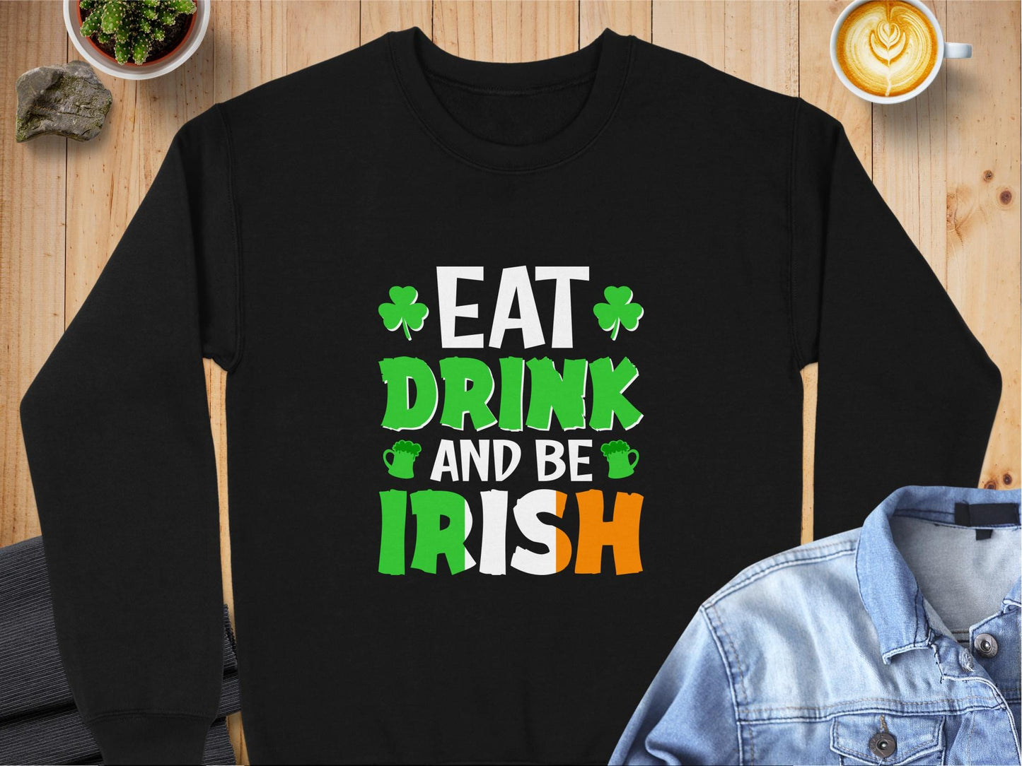 Physical Item Sweatshirts / S / Black Drink Irish Design for Unisex Irish T-shirt Sweatshirt