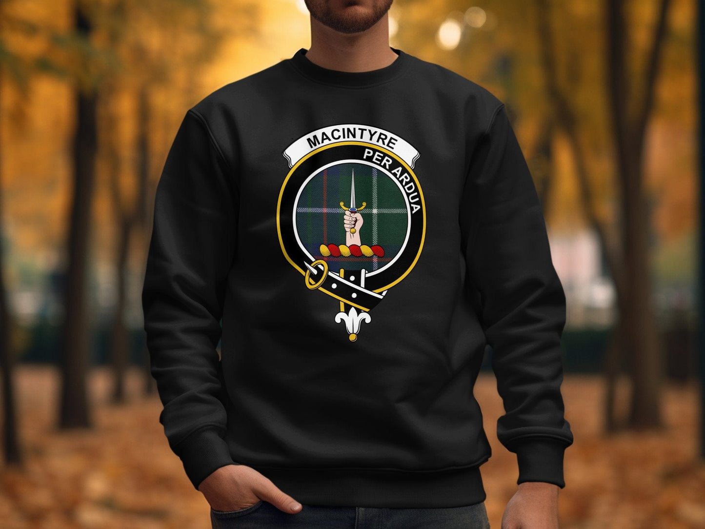 Physical Item Sweatshirts / S / Black MacIntyre Crest Scottish Clan long sleeve tee sweatshirt hoodie