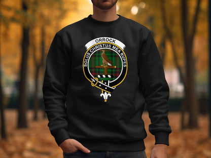 Physical Item Sweatshirts / S / Black Orrock Scottish Clan Crest Tartan long sleeve tee sweatshirt hoodie