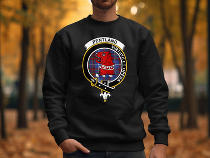 Physical Item Sweatshirts / S / Black Pentland Clan Crest Scottish Tartan long sleeve tee sweatshirt hoodie