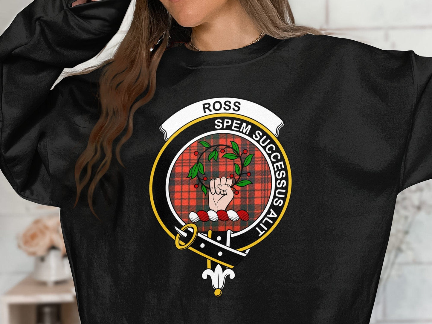 Physical Item Sweatshirts / S / Black Ross Spem Successus Alit Clan Crest long sleeve tee sweatshirt hoodie