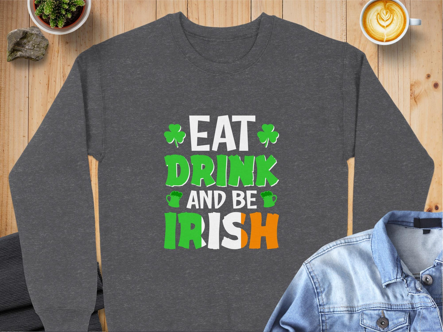 Physical Item Sweatshirts / S / Dark Heather Drink Irish Design for Unisex Irish T-shirt Sweatshirt