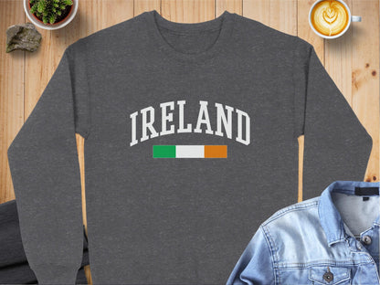 Physical Item Sweatshirts / S / Dark Heather Ireland Flag Design for Irish Pride T-shirt Sweatshirt