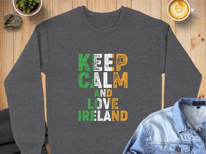 Physical Item Sweatshirts / S / Dark Heather Keep Calm And Love Ireland Unisex Irish t-shirt sweatshirt