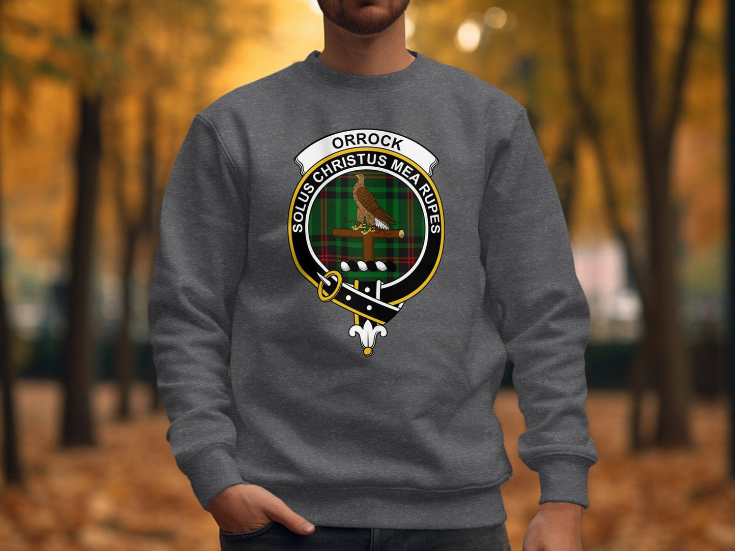 Physical Item Sweatshirts / S / Dark Heather Orrock Scottish Clan Crest Tartan long sleeve tee sweatshirt hoodie