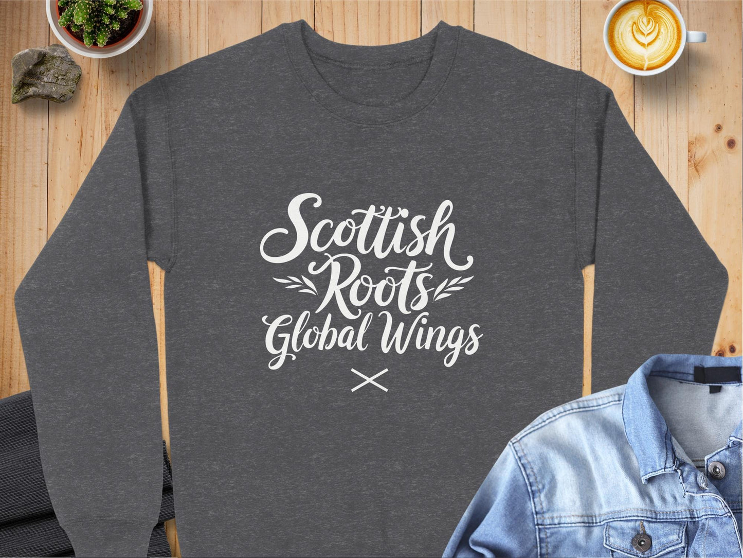 Physical Item Sweatshirts / S / Dark Heather Scottish Roots Global Wings T-Shirt Sweatshirt