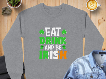 Physical Item Sweatshirts / S / Graphite Heather Drink Irish Design for Unisex Irish T-shirt Sweatshirt