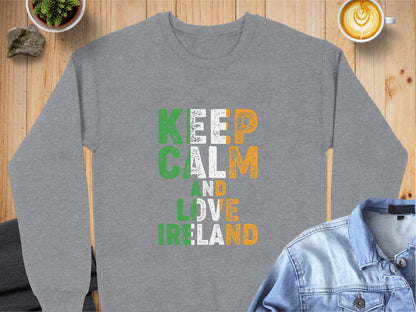 Physical Item Sweatshirts / S / Graphite Heather Keep Calm And Love Ireland Unisex Irish t-shirt sweatshirt