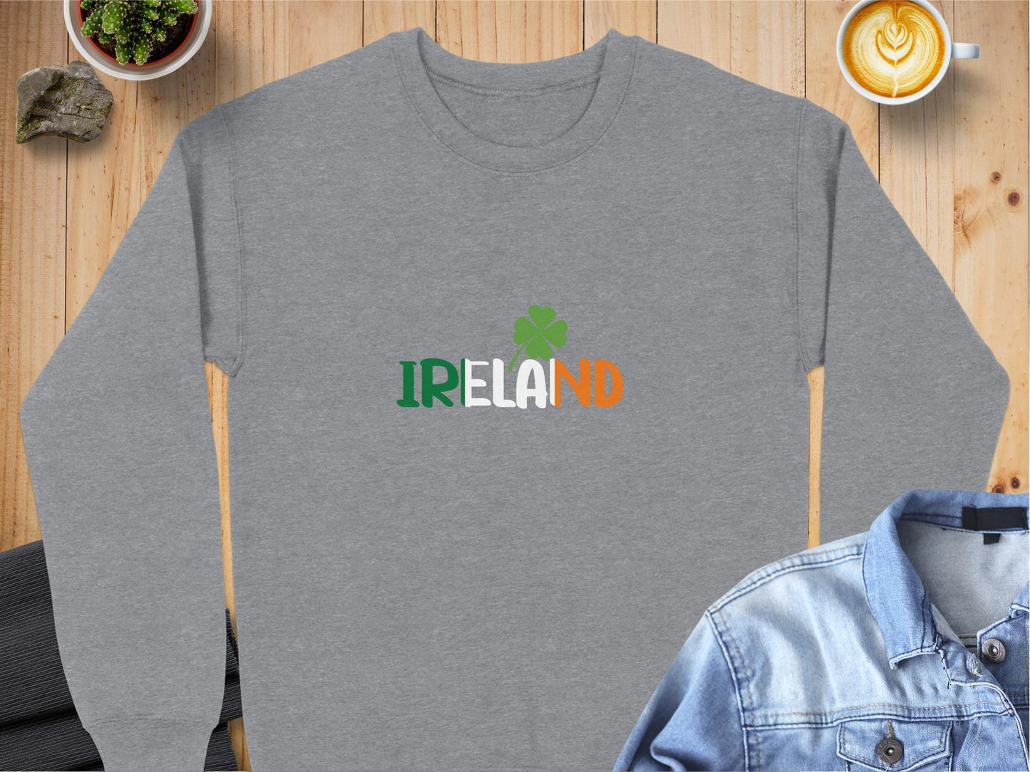 Physical Item Sweatshirts / S / Graphite Heather Retro IR ND Clover Design Unisex Irish t-shirt sweatshirt