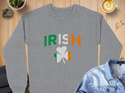 Physical Item Sweatshirts / S / Graphite Heather Unisex Irish Shamrock Split Color Design t-shirt sweatshirt