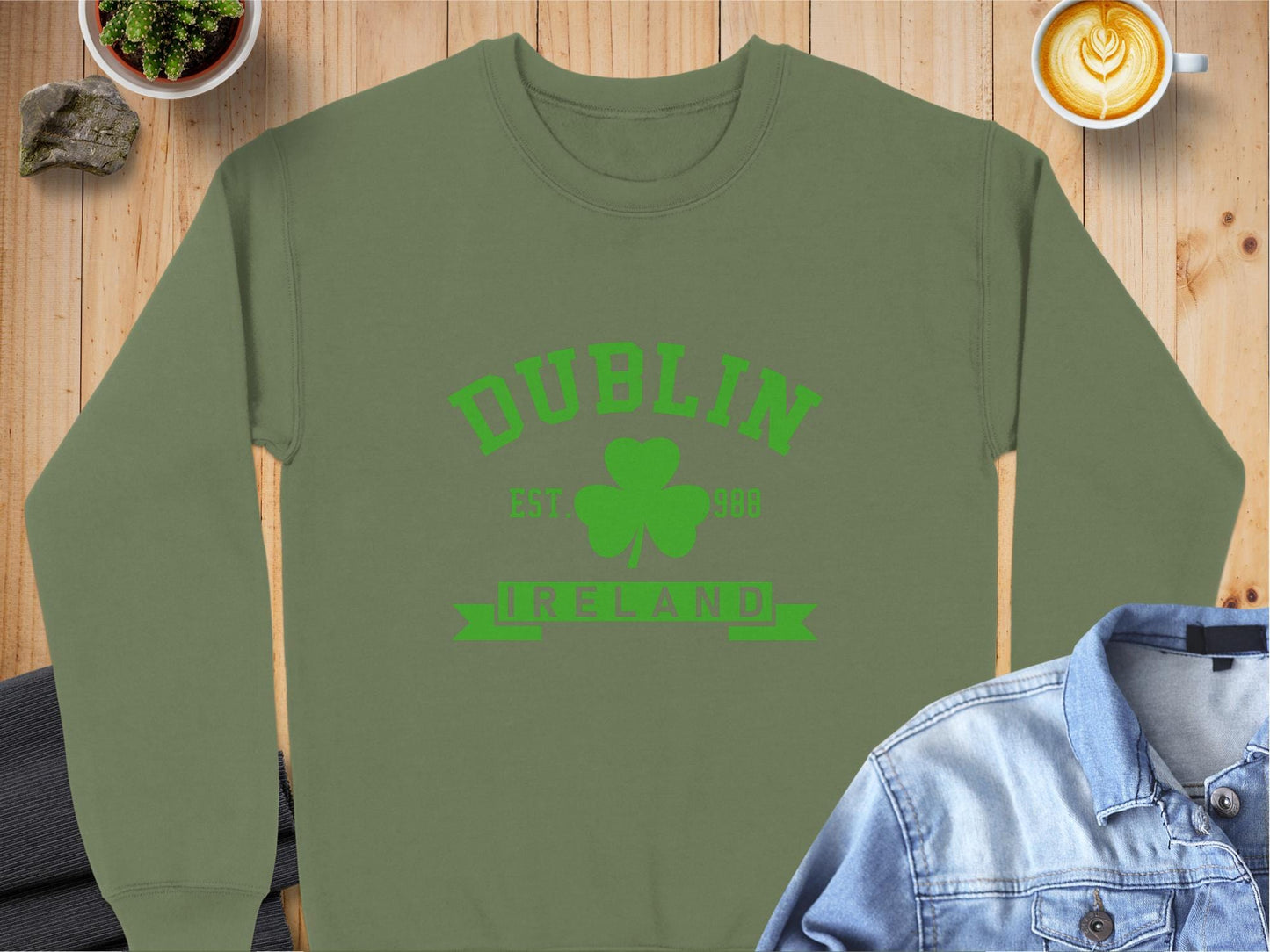 Physical Item Sweatshirts / S / Military Green Dublin Ireland Est. 988 Unisex Irish t-shirt sweatshirt