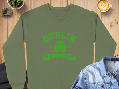 Physical Item Sweatshirts / S / Military Green Dublin Ireland Est. 988 Unisex Irish t-shirt sweatshirt