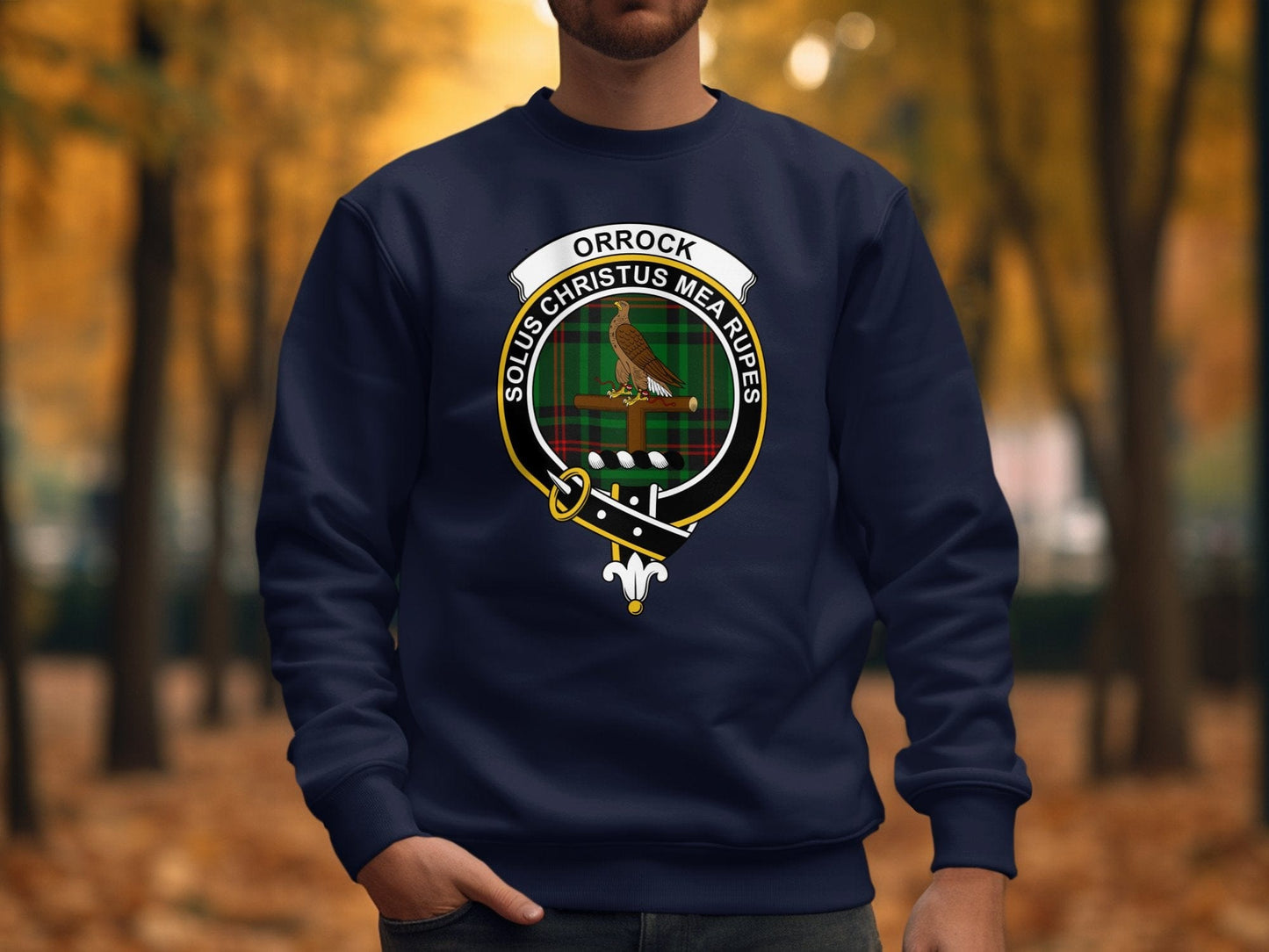 Physical Item Sweatshirts / S / Navy Orrock Scottish Clan Crest Tartan long sleeve tee sweatshirt hoodie