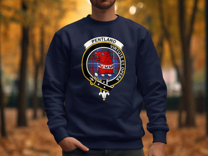 Physical Item Sweatshirts / S / Navy Pentland Clan Crest Scottish Tartan long sleeve tee sweatshirt hoodie