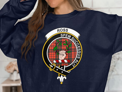 Physical Item Sweatshirts / S / Navy Ross Spem Successus Alit Clan Crest long sleeve tee sweatshirt hoodie