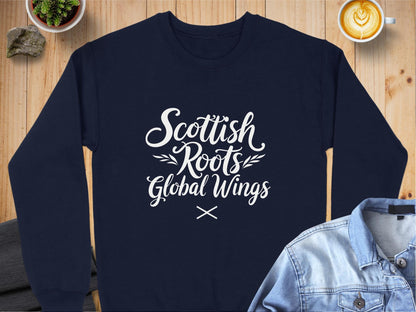 Physical Item Sweatshirts / S / Navy Scottish Roots Global Wings T-Shirt Sweatshirt