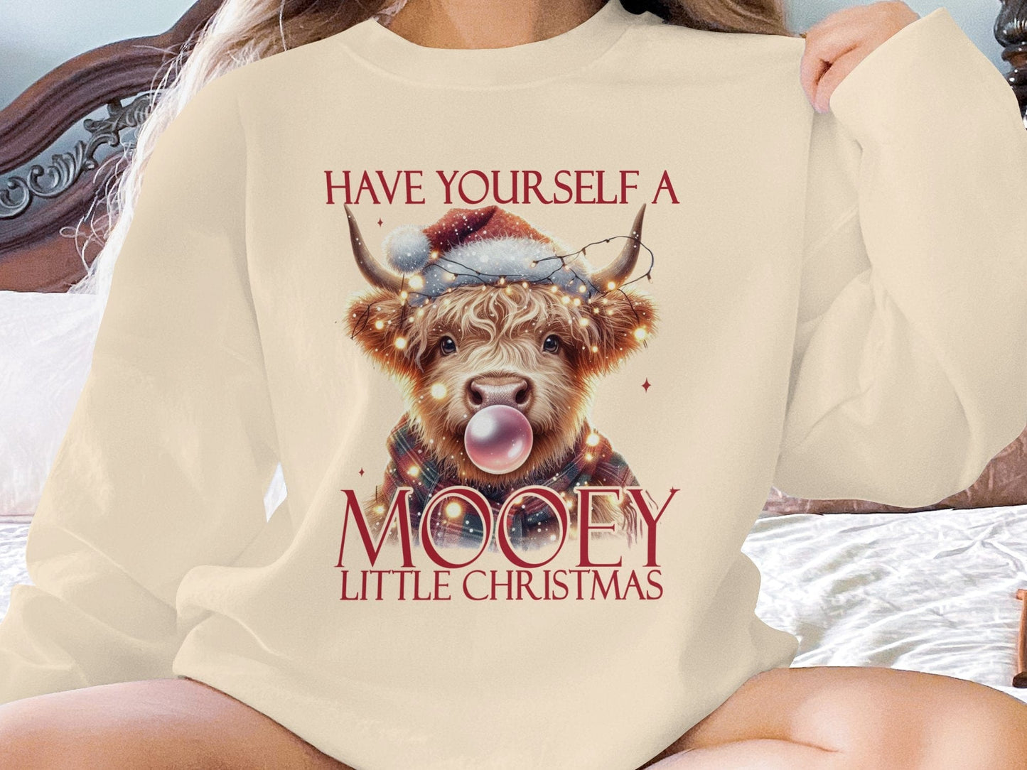 Physical Item Sweatshirts / S / Sand Highland cow Christmas shirt, Mooey Christmas shirt, holiday cow sweater, funny cow holiday shirt