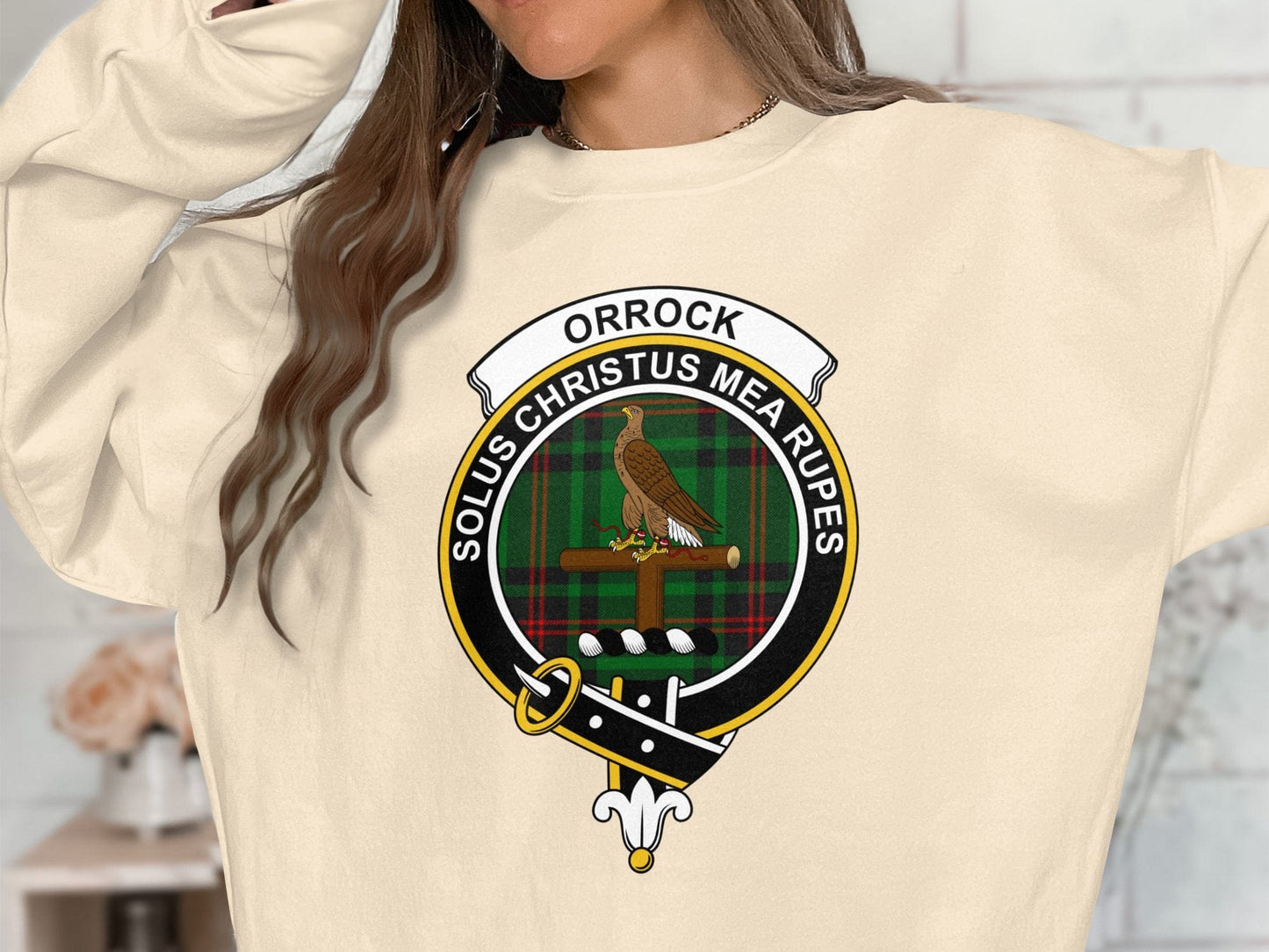 Physical Item Sweatshirts / S / Sand Orrock Scottish Clan Crest Tartan long sleeve tee sweatshirt hoodie