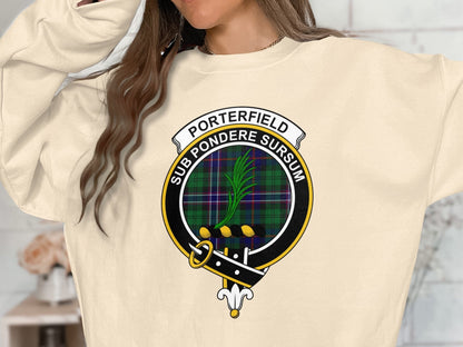 Physical Item Sweatshirts / S / Sand Porterfield Scottish Clan Crest Tartan long sleeve tee sweatshirt hoodie