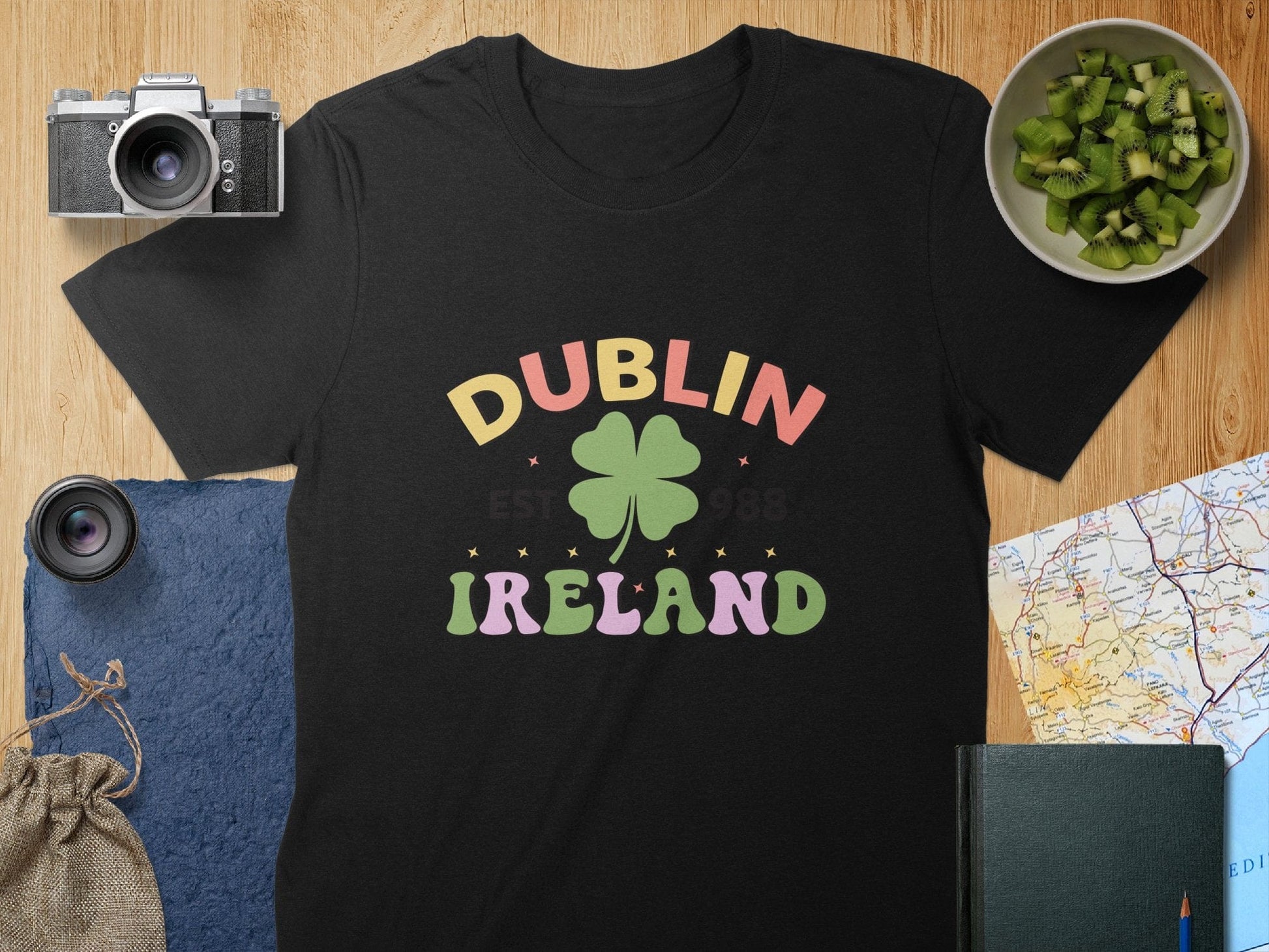 Physical Item T-Shirts / S / Black Dublin Ireland Clover EST 988 Graphic t-shirt sweatshirt