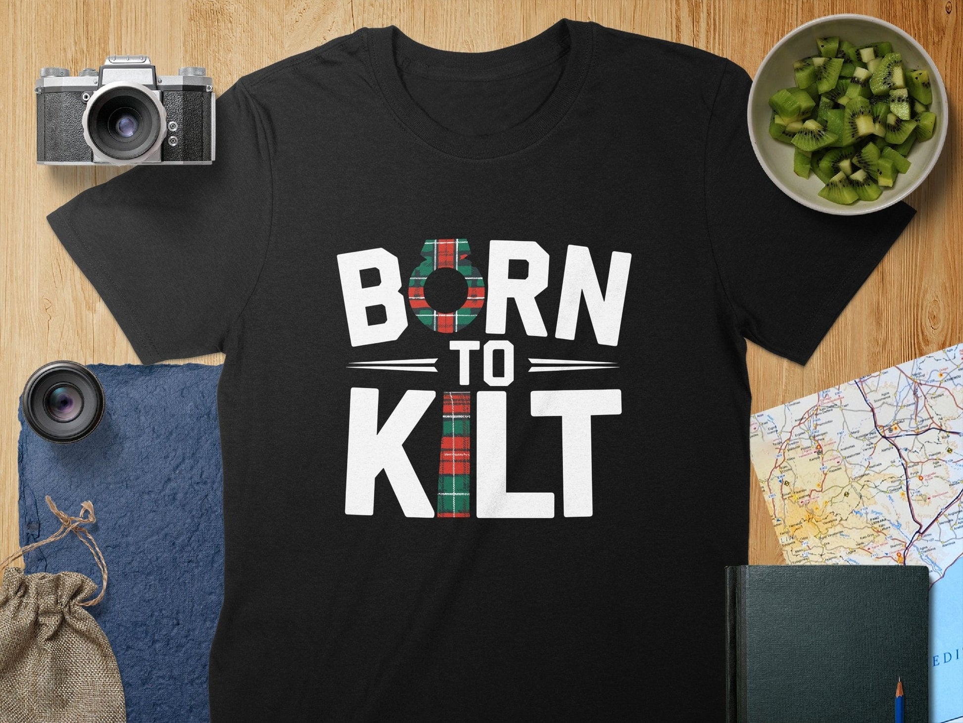 Physical Item T-Shirts / S / Black Unique Scottish Born to Kilt T-Shirt Sweatshirt