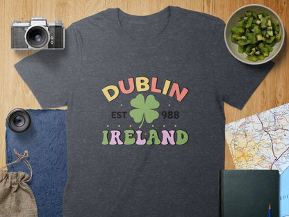 Physical Item T-Shirts / S / Dark Heather Dublin Ireland Clover EST 988 Graphic t-shirt sweatshirt