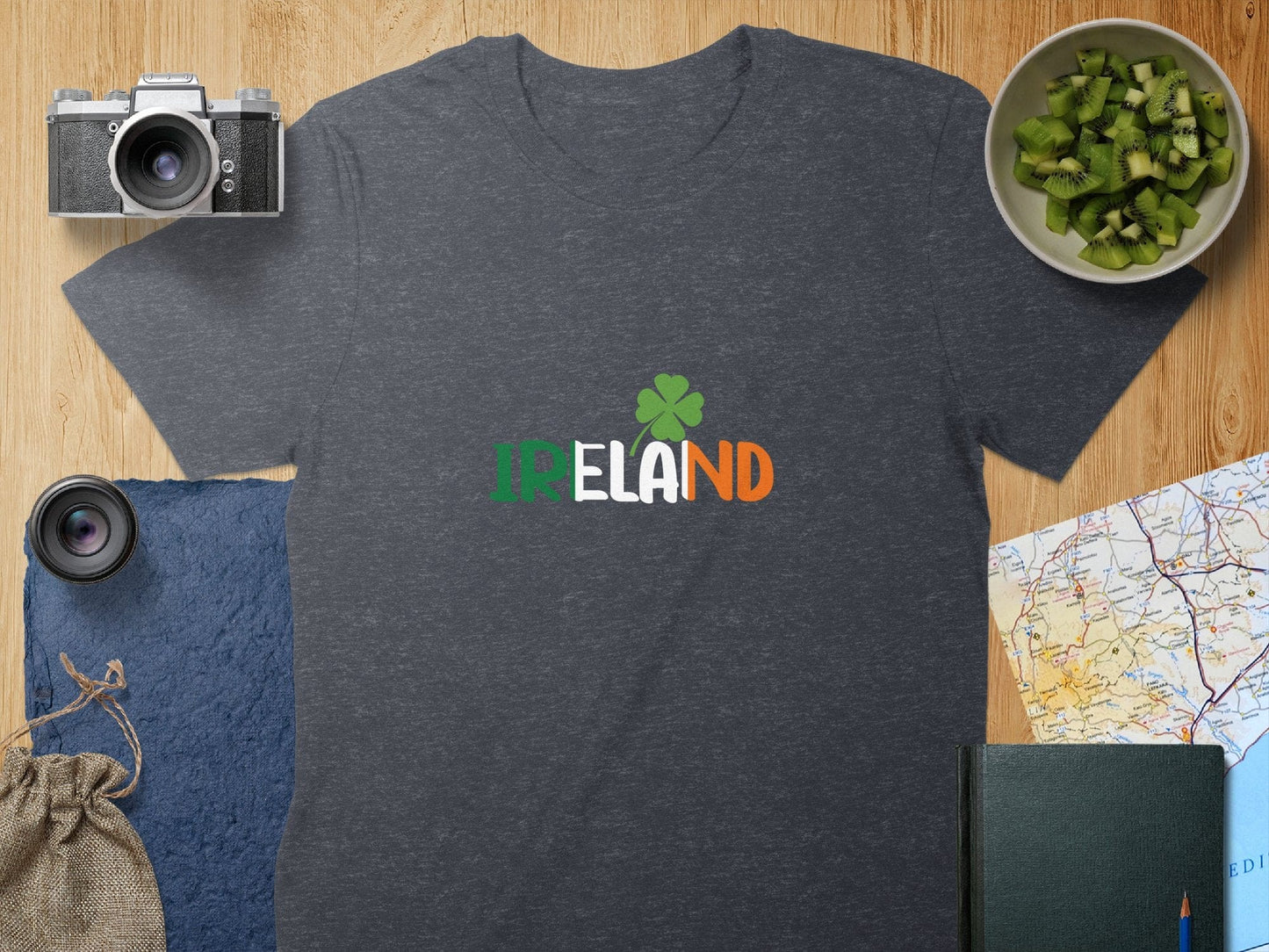 Physical Item T-Shirts / S / Dark Heather Retro IR ND Clover Design Unisex Irish t-shirt sweatshirt