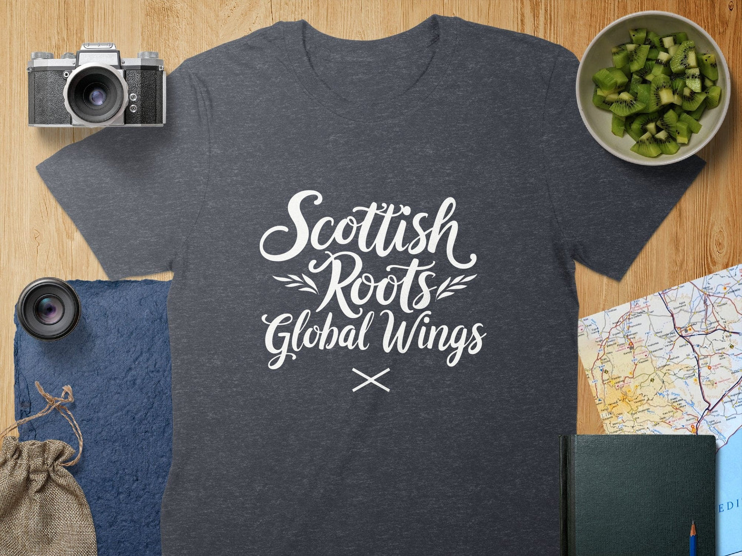 Physical Item T-Shirts / S / Dark Heather Scottish Roots Global Wings T-Shirt Sweatshirt