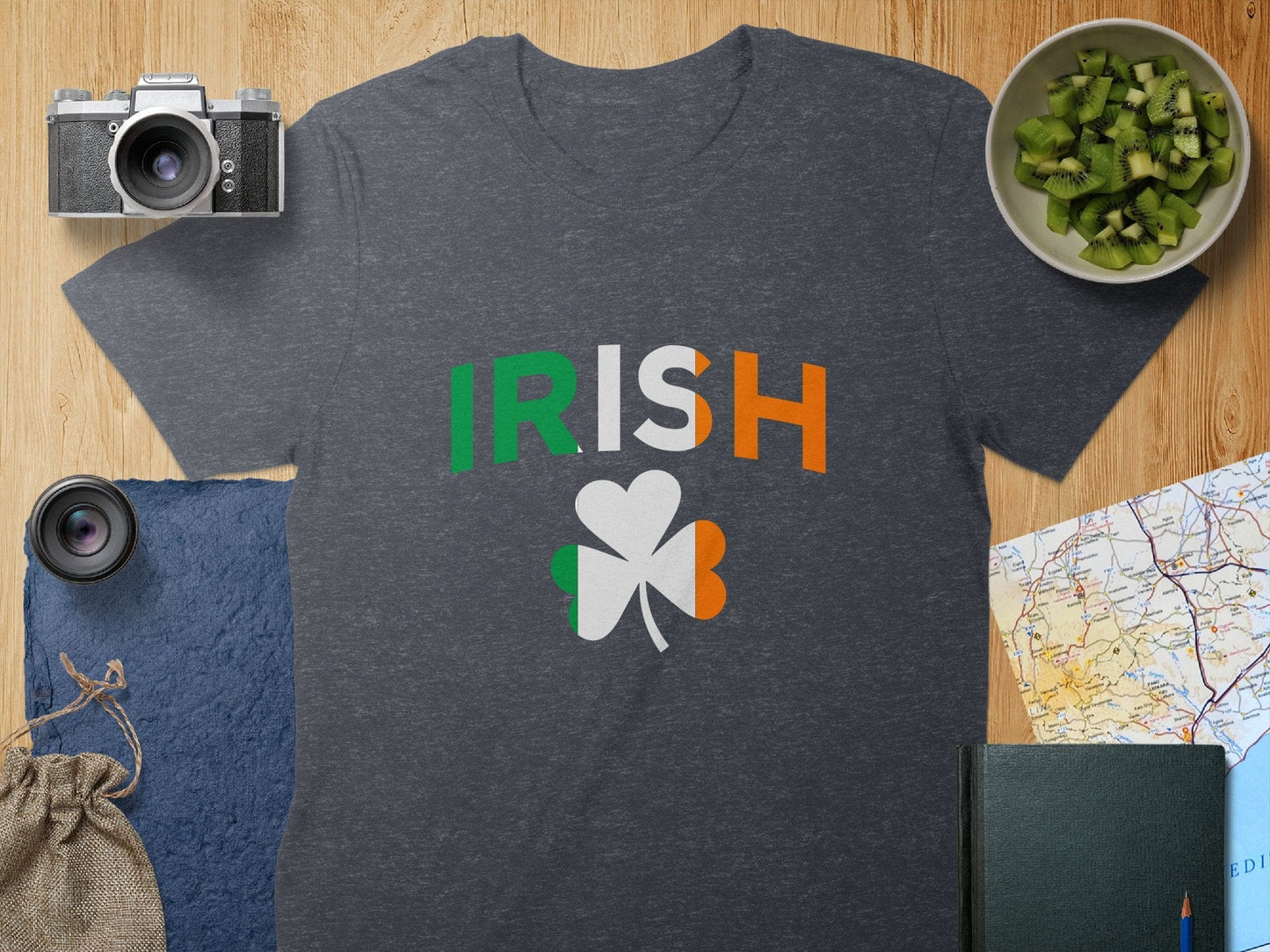 Physical Item T-Shirts / S / Dark Heather Unisex Irish Shamrock Split Color Design t-shirt sweatshirt