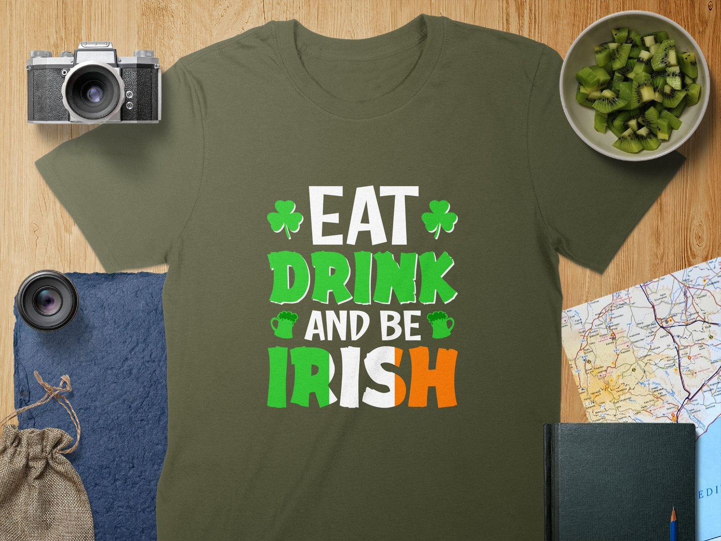 Physical Item T-Shirts / S / Military Green Drink Irish Design for Unisex Irish T-shirt Sweatshirt