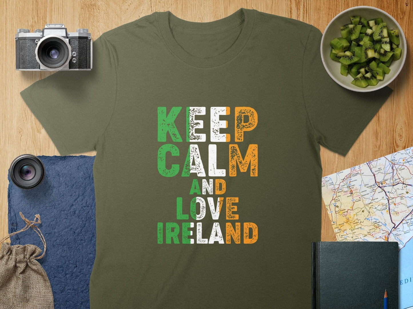 Physical Item T-Shirts / S / Military Green Keep Calm And Love Ireland Unisex Irish t-shirt sweatshirt