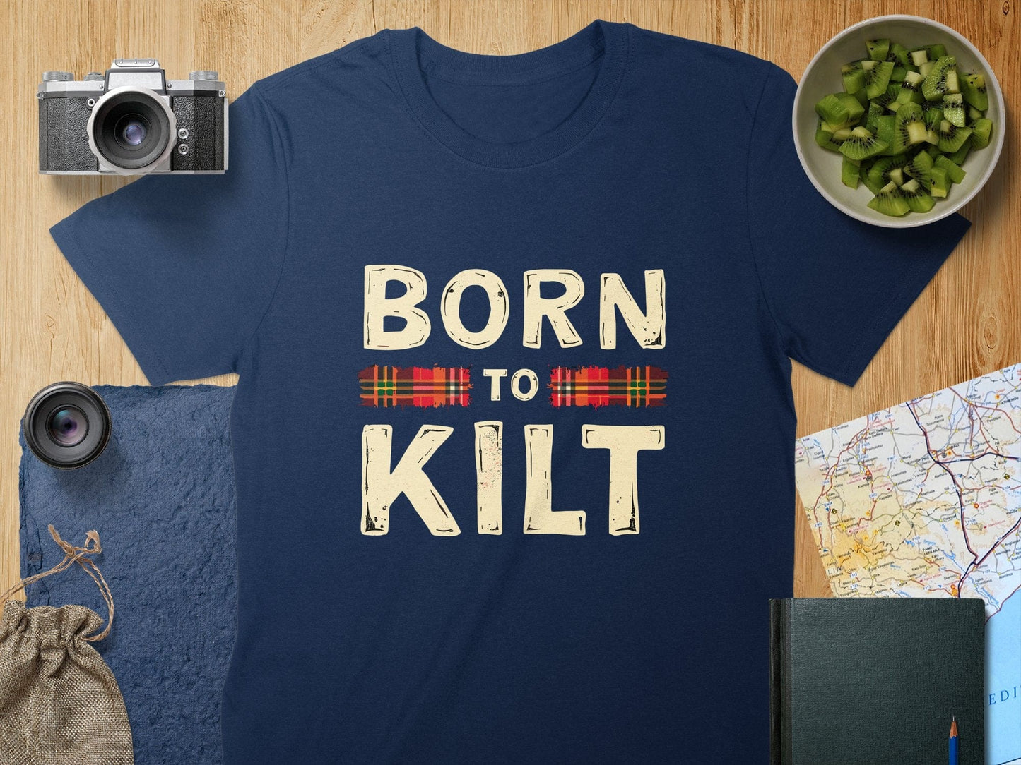 Physical Item T-Shirts / S / Navy Bold Scottish Pride Born to Kilt T-Shirt Sweatshirt