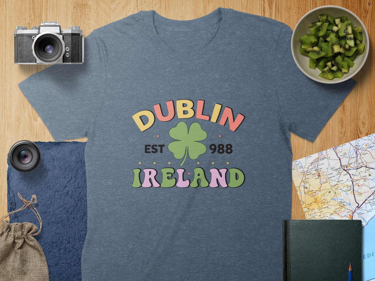 Physical Item T-Shirts / S / Navy Heather Dublin Ireland Clover EST 988 Graphic t-shirt sweatshirt