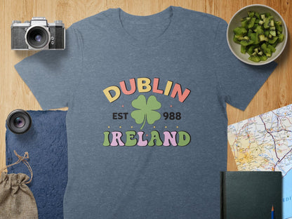 Physical Item T-Shirts / S / Navy Heather Dublin Ireland Clover EST 988 Graphic t-shirt sweatshirt