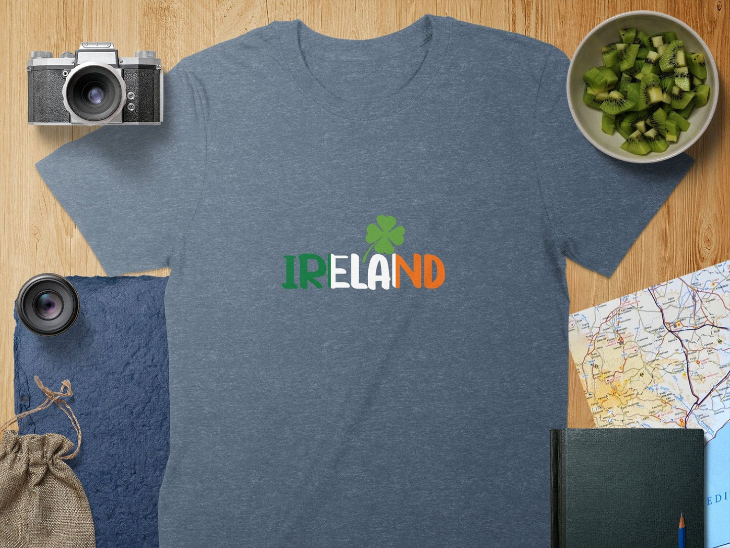 Physical Item T-Shirts / S / Navy Heather Retro IR ND Clover Design Unisex Irish t-shirt sweatshirt