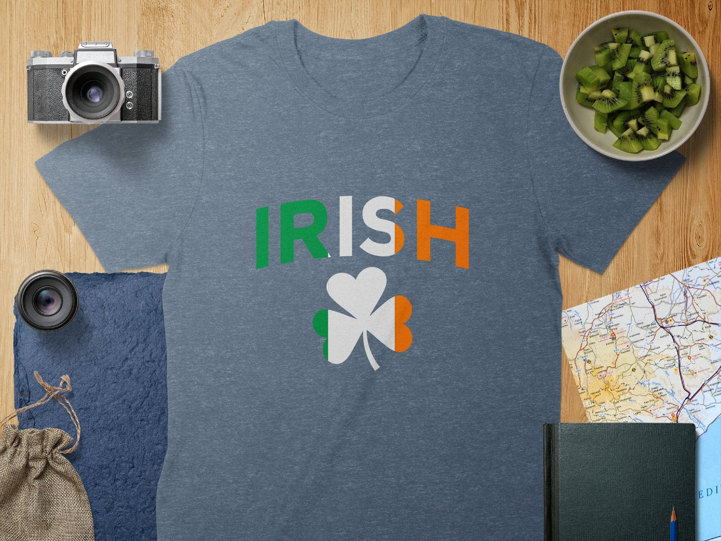 Physical Item T-Shirts / S / Navy Heather Unisex Irish Shamrock Split Color Design t-shirt sweatshirt