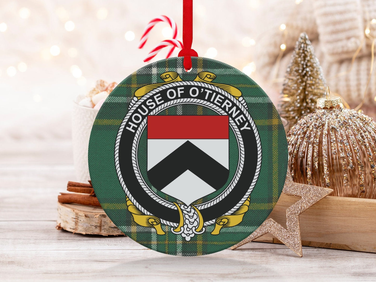 Physical Item Tierney Crest Irish surname tartan christmas ornament Ornaments