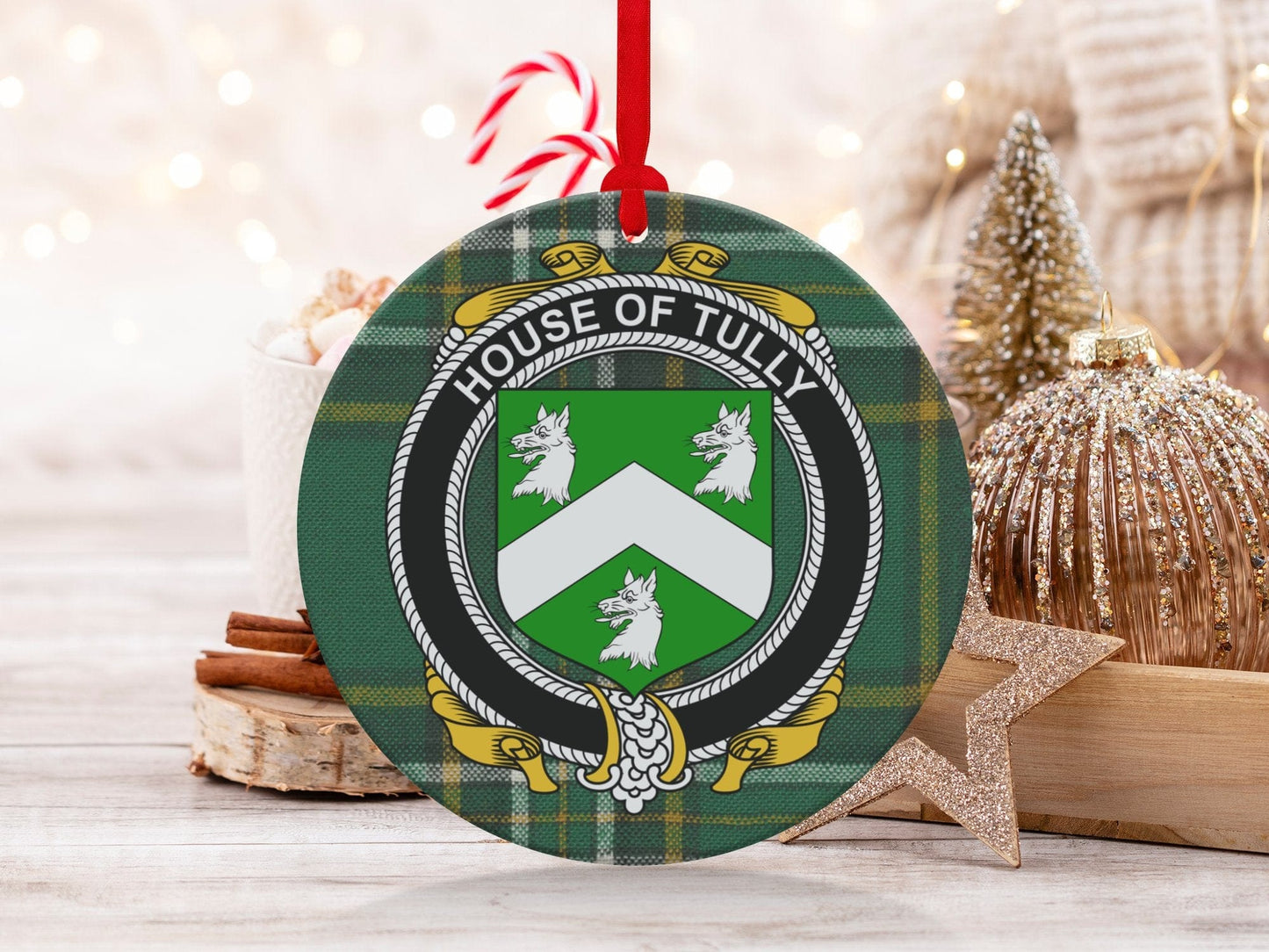 Physical Item Tully Crest Irish surname tartan christmas ornament decoration Ornaments