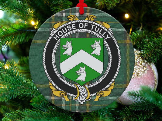 Physical Item Tully Crest Irish surname tartan christmas ornament decoration Ornaments