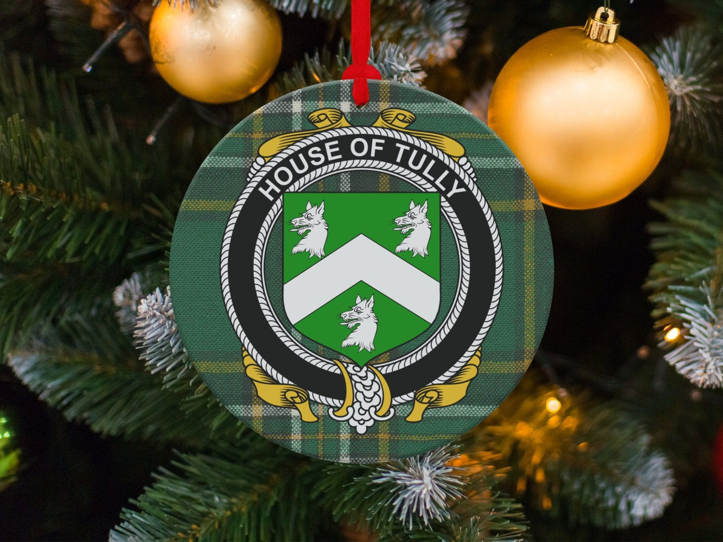 Physical Item Tully Crest Irish surname tartan christmas ornament decoration Ornaments