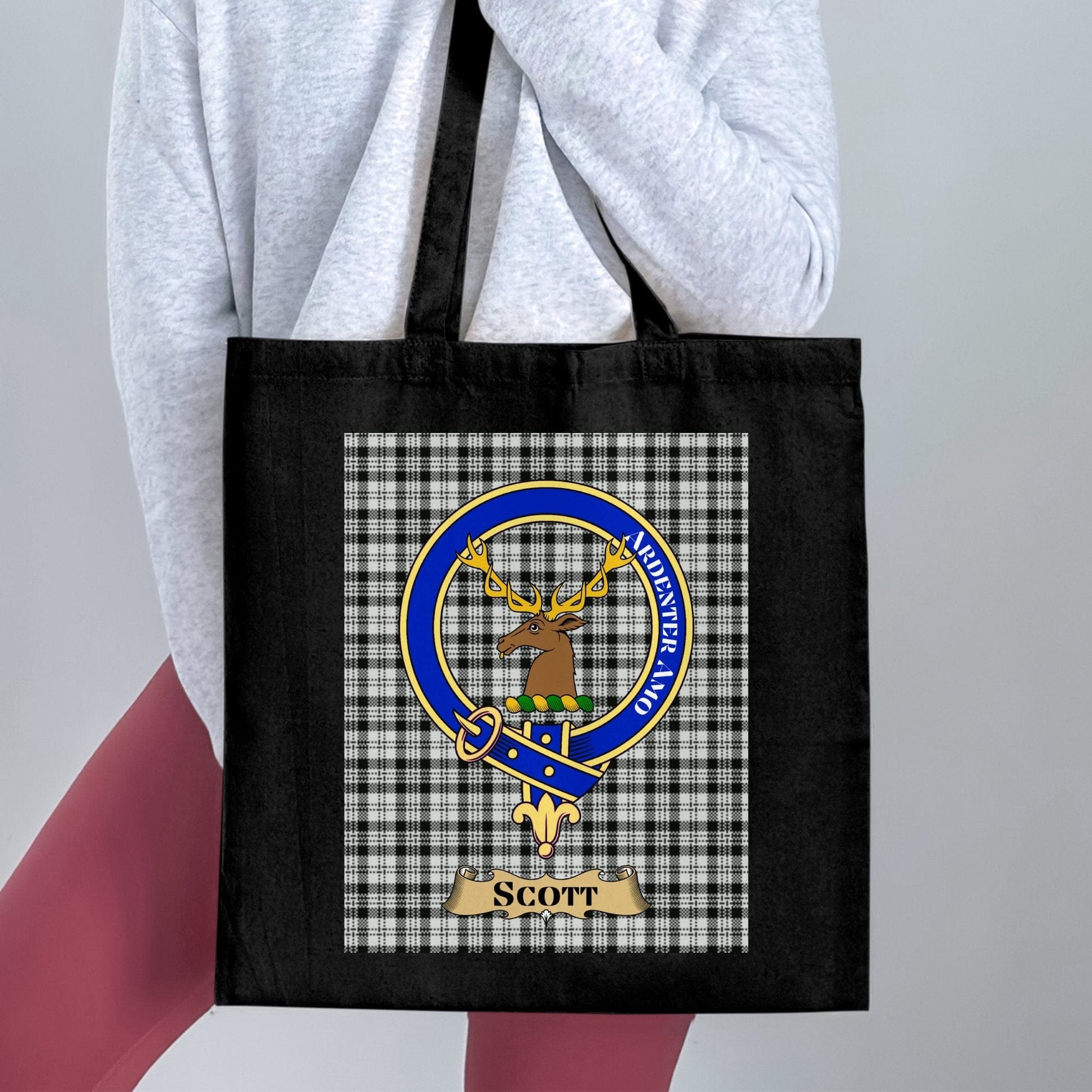 Physical Item Unique Scottish Clan Crest Tartan Background Tote Bag