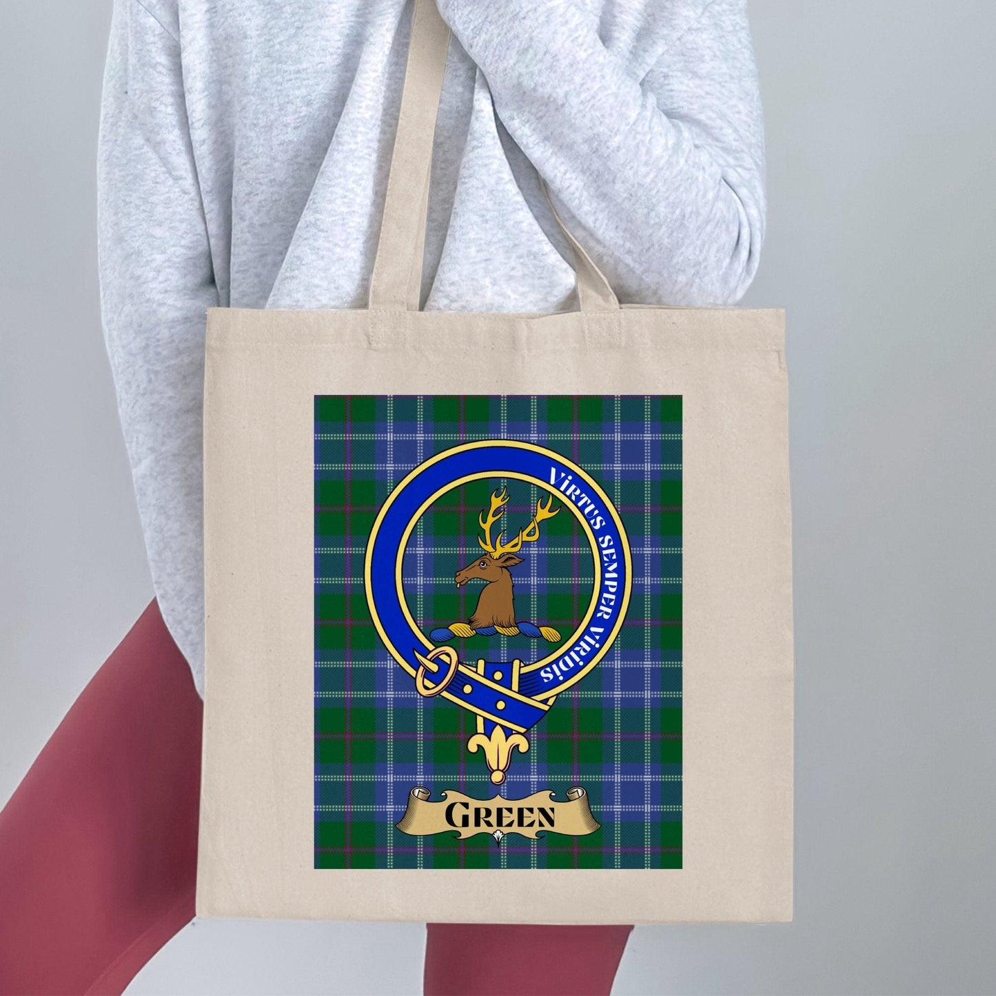 Physical Item Virtutis Semper Virtus Green Clan Crest Tote Bag