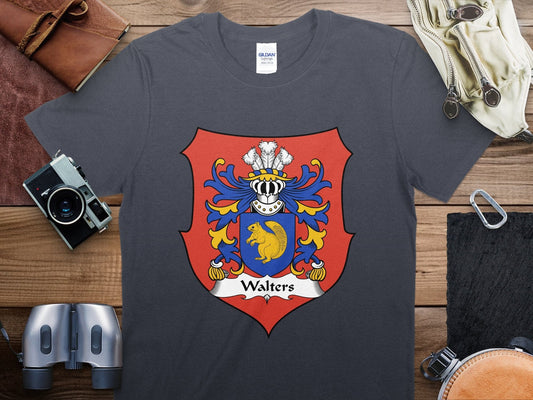 Physical Item Walters Welsh Surname Coat of Arms Family Crest T-Shirt